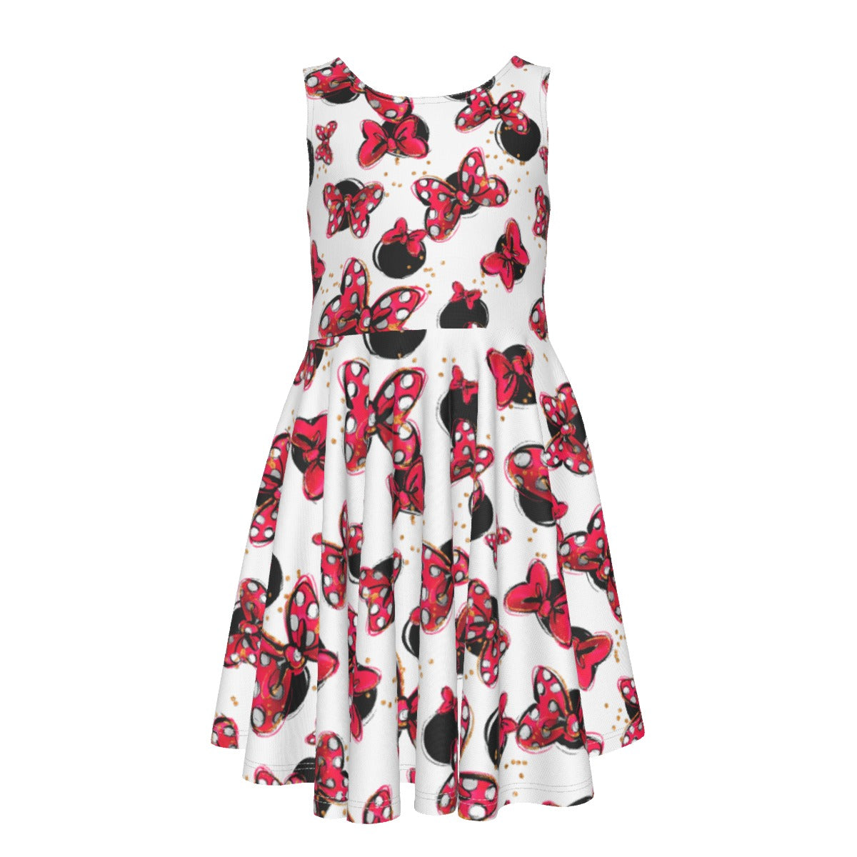 Polka Dot Bows & Mouse Ears- Kid's Sleeveless Skater Dress