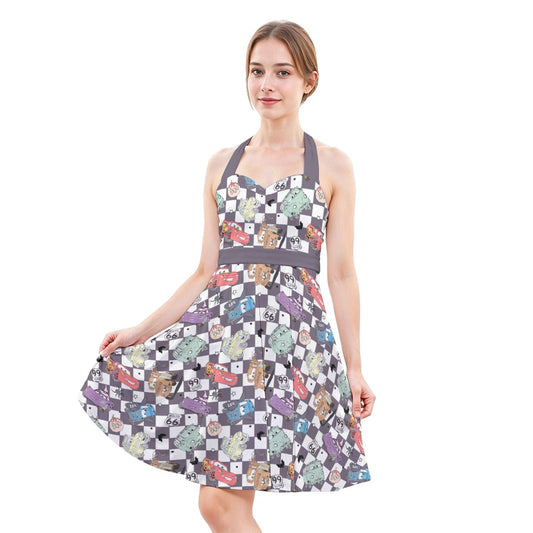 Halloween Racing Crew - Women's Halter Vintage Pocket Dress