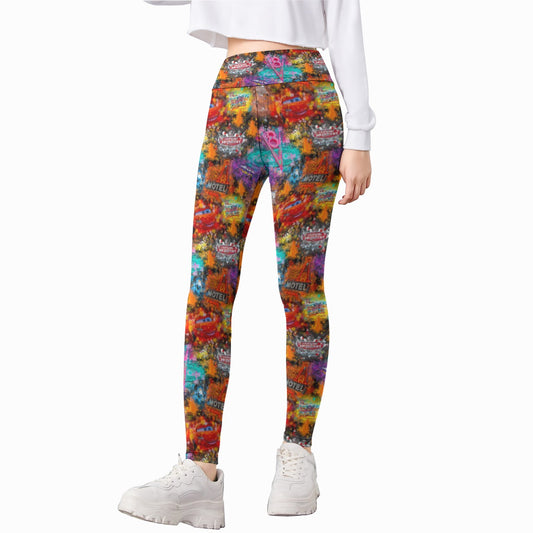 Watercolor Racing Adventure - Kid's Leggings