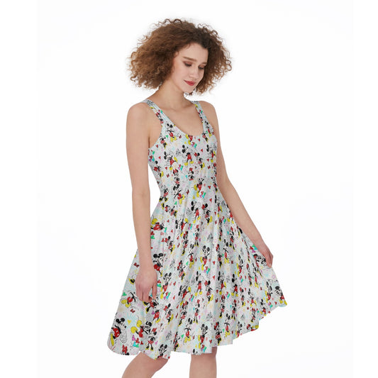 Doodle Mouse Magic - Pocket Midi Skater Dress