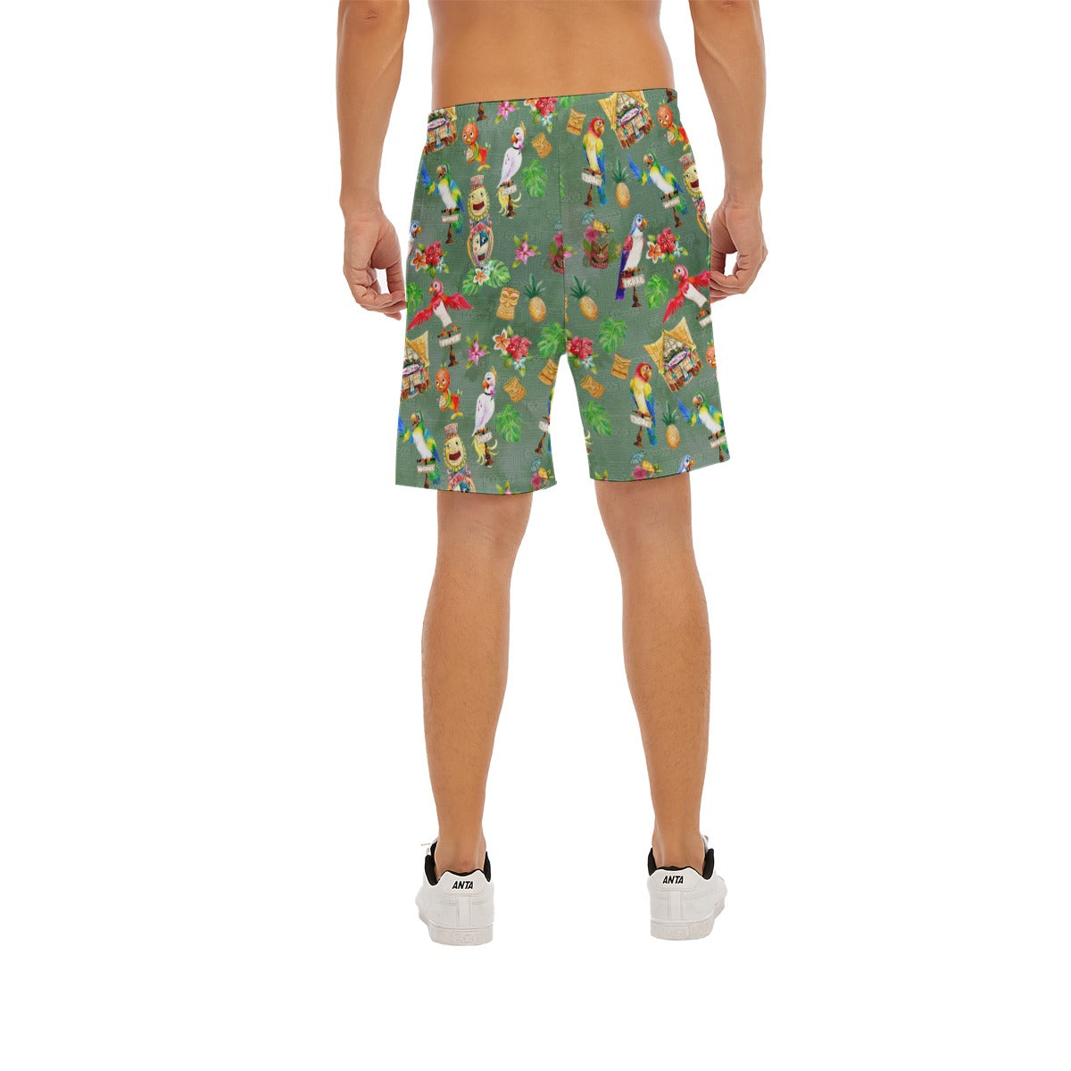 Orange Bird & Tiki Friends - Men’s Pocket Beach Shorts