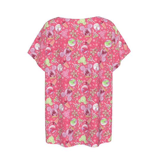 Winter Mouse Snacks & Balloons - Women’s Relaxed Fit Scoop Tee