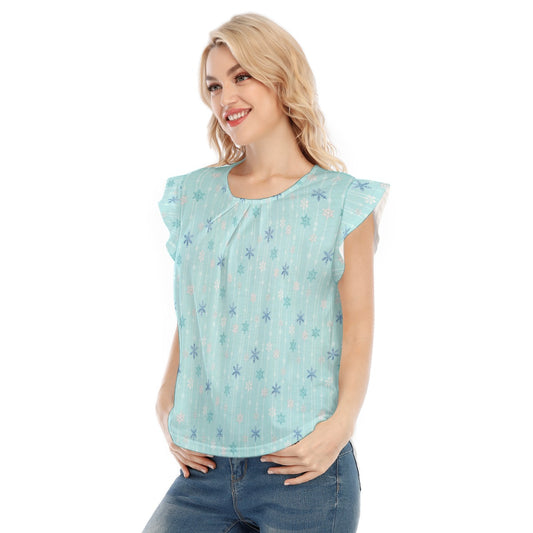 Ice Queen Snowflake Pattern - Women’s Flutter Sleeve Top
