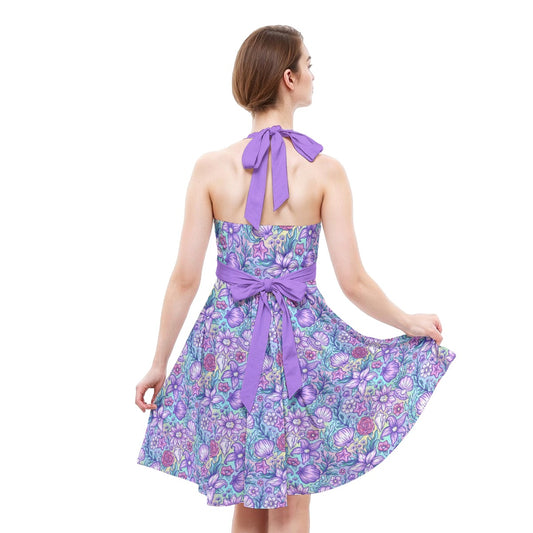 Fairytale Florals – Mermaid Princess - Women's Halter Vintage Pocket Dress
