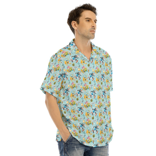 Cheerful Race Day Dashers - Men's Hawaiian Button Up Shirt