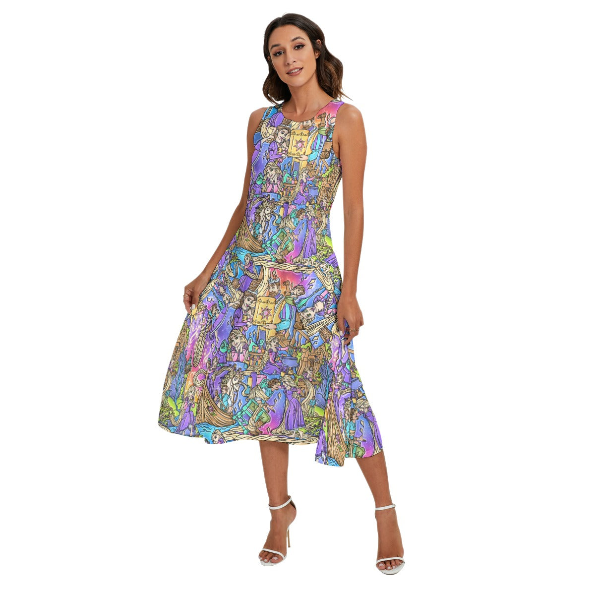 Golden Hair Storybook Scenes - Women’s Diagonal Pocket Midi Dress