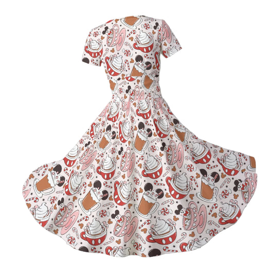 Magic Mouse Hot Chocolate - Women's V-Neck Ruched Midi Dress