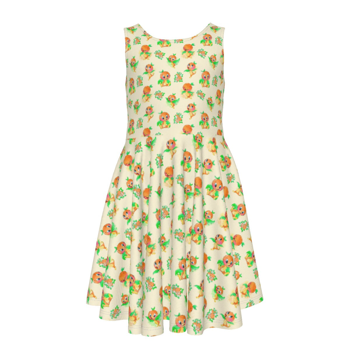 Citrus Charm Bird - Kid's Sleeveless Skater Dress