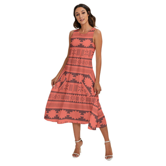 Island Tribal Patterns - Women’s Diagonal Pocket Midi Dress