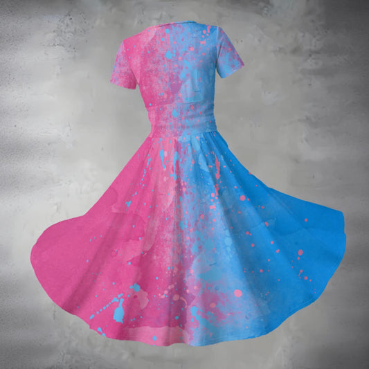 Pink or Blue Fairytale Dress - Women's V-Neck Ruched Midi Dress