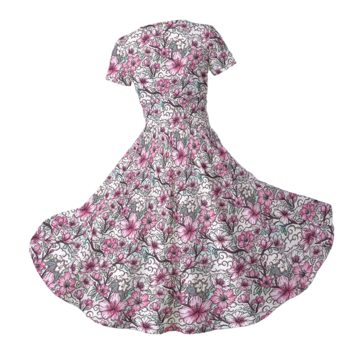 Fairytale Florals – Blossoms of Honor - Women's V-Neck Ruched Midi Dress