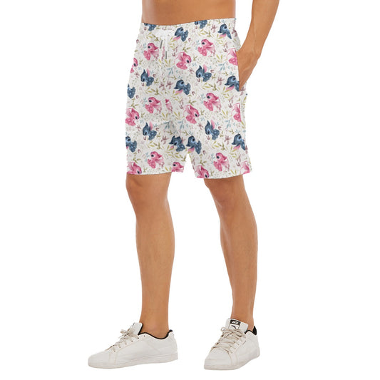 Blue Alien & Pink Friend Love - Men’s Pocket Beach Shorts