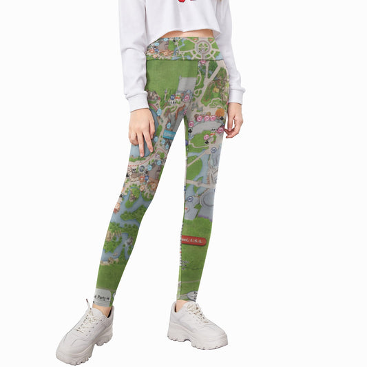 Vibrant Fantasy Park Map - Kid's Leggings