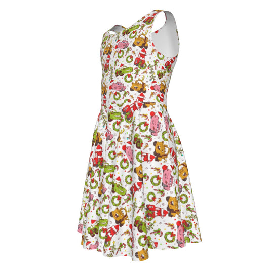Holiday Race Day - Kid's Sleeveless Skater Dress