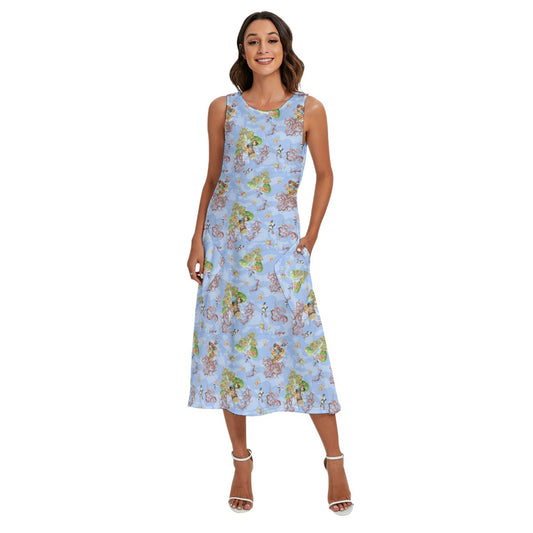 Briar Patch Splash - Women’s Diagonal Pocket Midi Dress