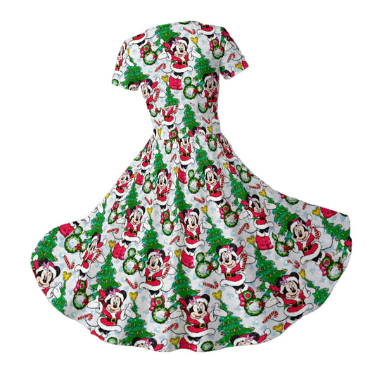 Santa Mouse with Sparkle - Women's V-Neck Ruched Midi Dress