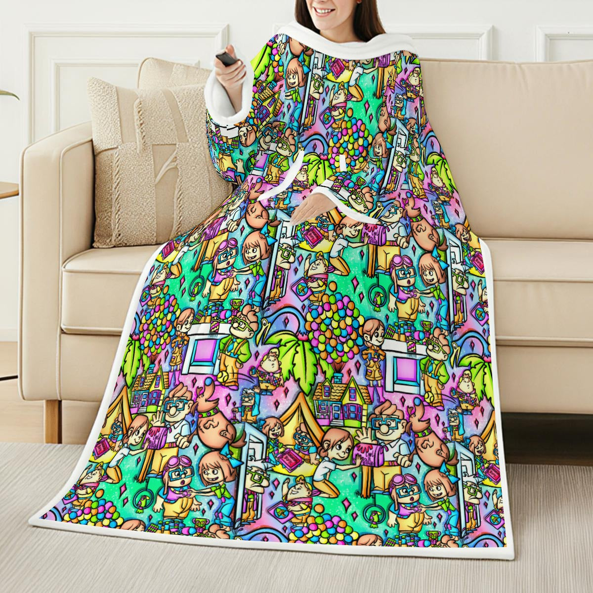 Balloon House Adventure Scenes - Wearable Blanket Hoodie