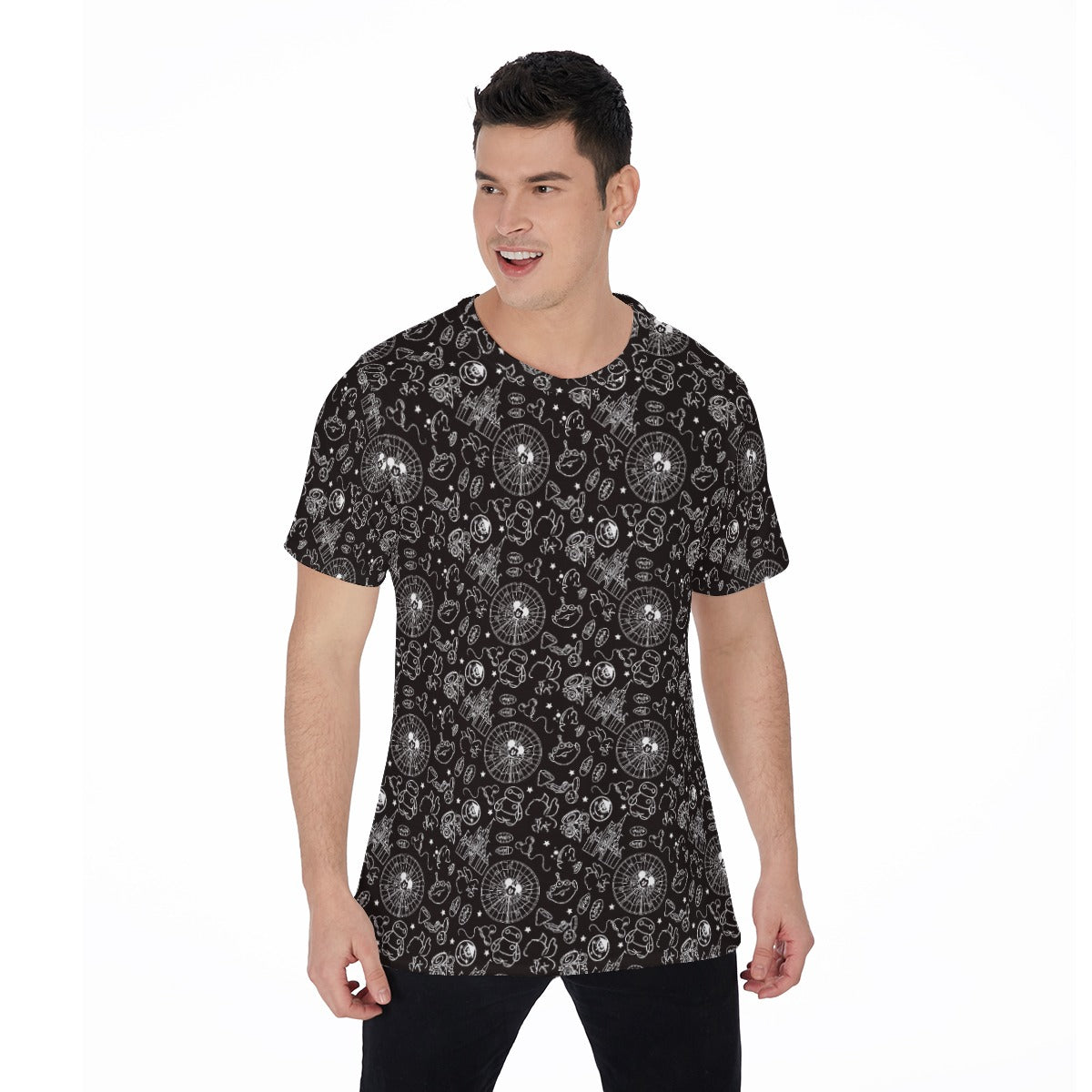 Monochrome Theme Park Icons - Men's Short Sleeve T-Shirt