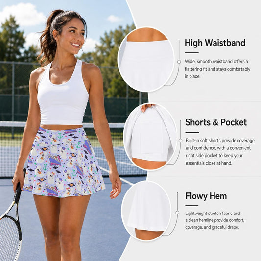 Spooky Sea Ghosts - Women’s Athletic Skater Skort with Pockets