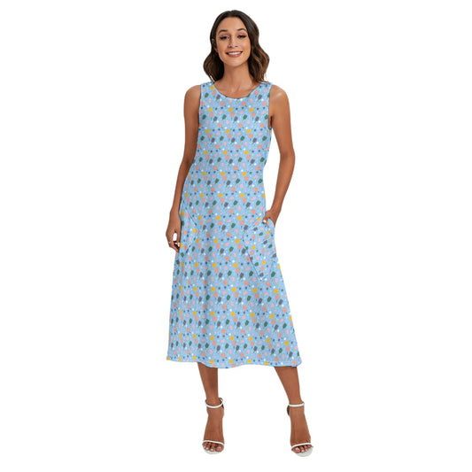 Pickleball and Cocktails - Women’s Diagonal Pocket Midi Dress
