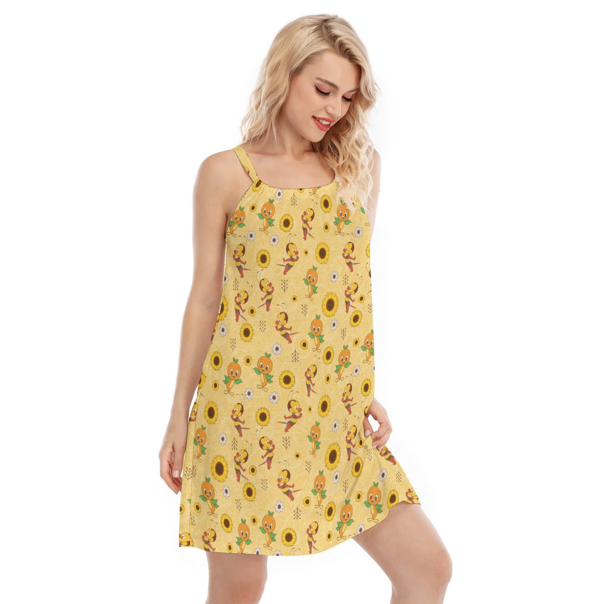 Cheerful Bee & Citrus Bird - Women’s Adjustable Sundress
