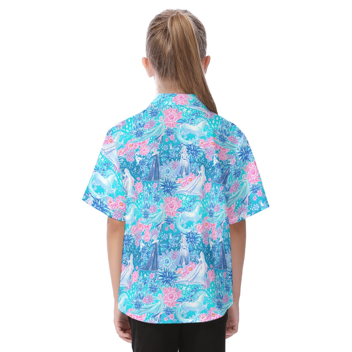 Ice Queen Frosted Florals - Kid's Hawaiian Button Up Shirt