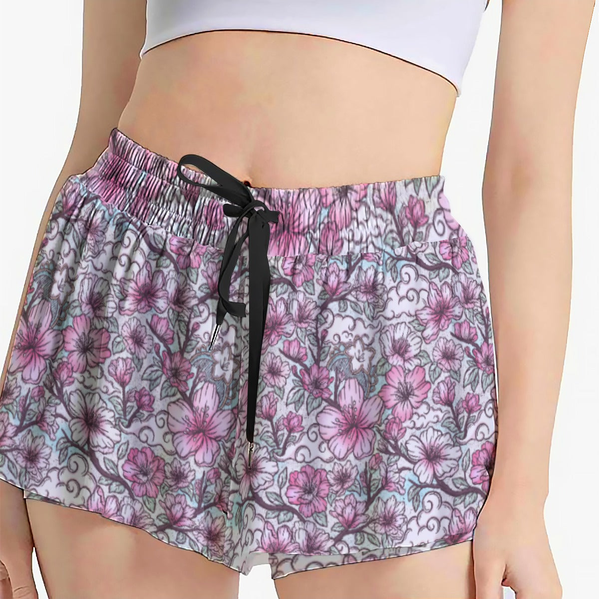 Fairytale Florals – Blossoms of Honor - Women's Flowy Pocket Shorts