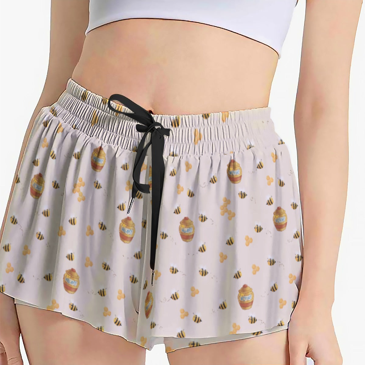 Sweet Hunny Pot & Bees - Women's Flowy Pocket Shorts