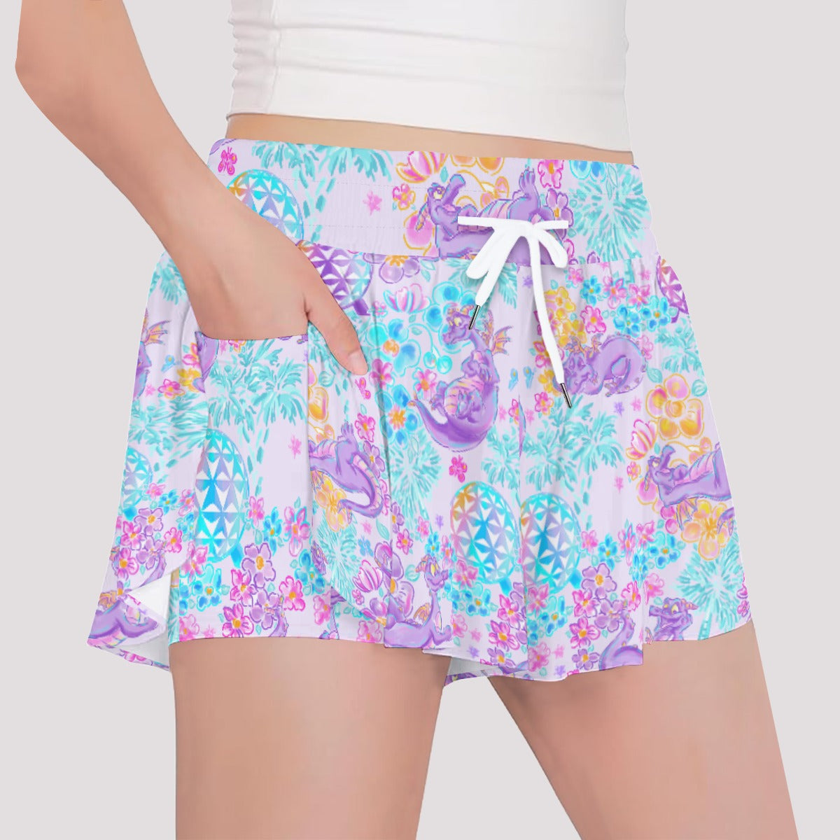 Purple Dragon Flower Power - Girls’ Flowy Pocket Shorts