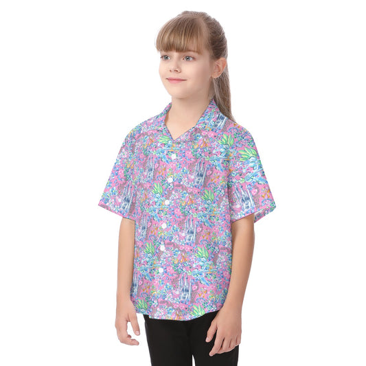 Bright Tropical Dreams - Enchanted Squeaky Helpers - Kid's Hawaiian Button Up Shirt