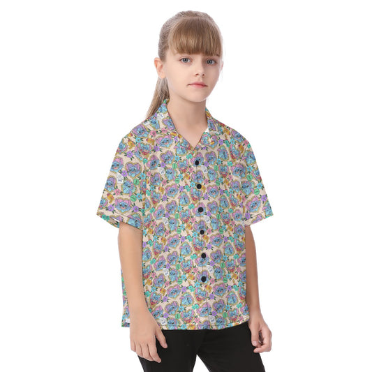 Tattoo Hearts Island Mischief - Kid's Hawaiian Button Up Shirt