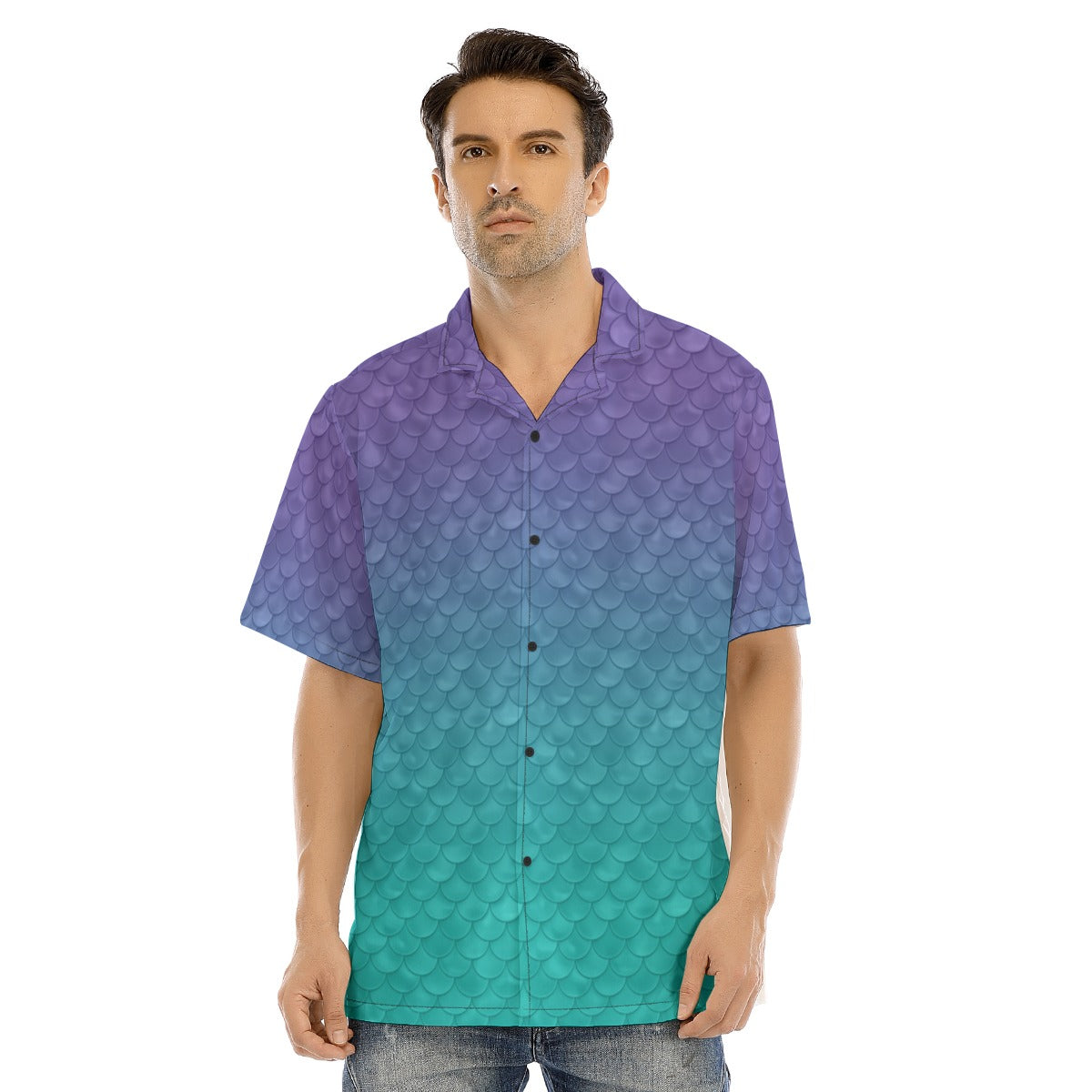 Dreamy Mermaid Scales - Men's Hawaiian Button Up Shirt
