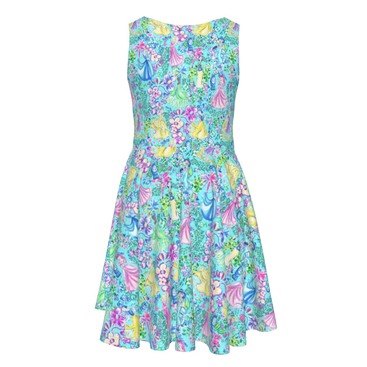 Bright Tropical Princess - Royal Garden Mashup - Kid's Sleeveless Skater Dress