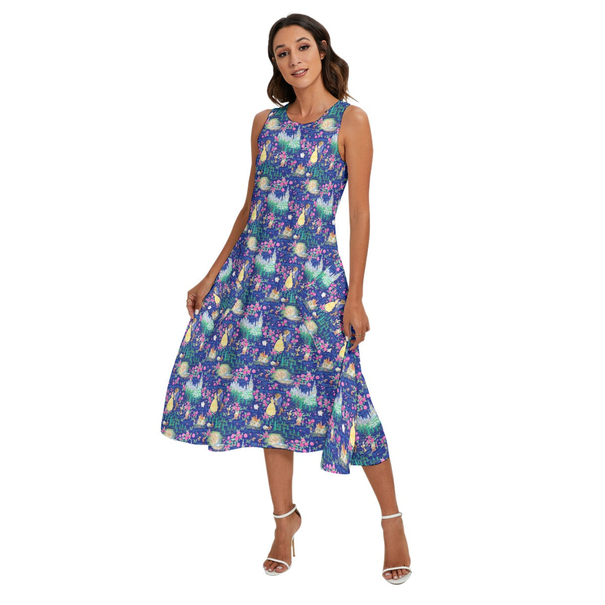 Enchanted Forest Romance - Women’s Diagonal Pocket Midi Dress