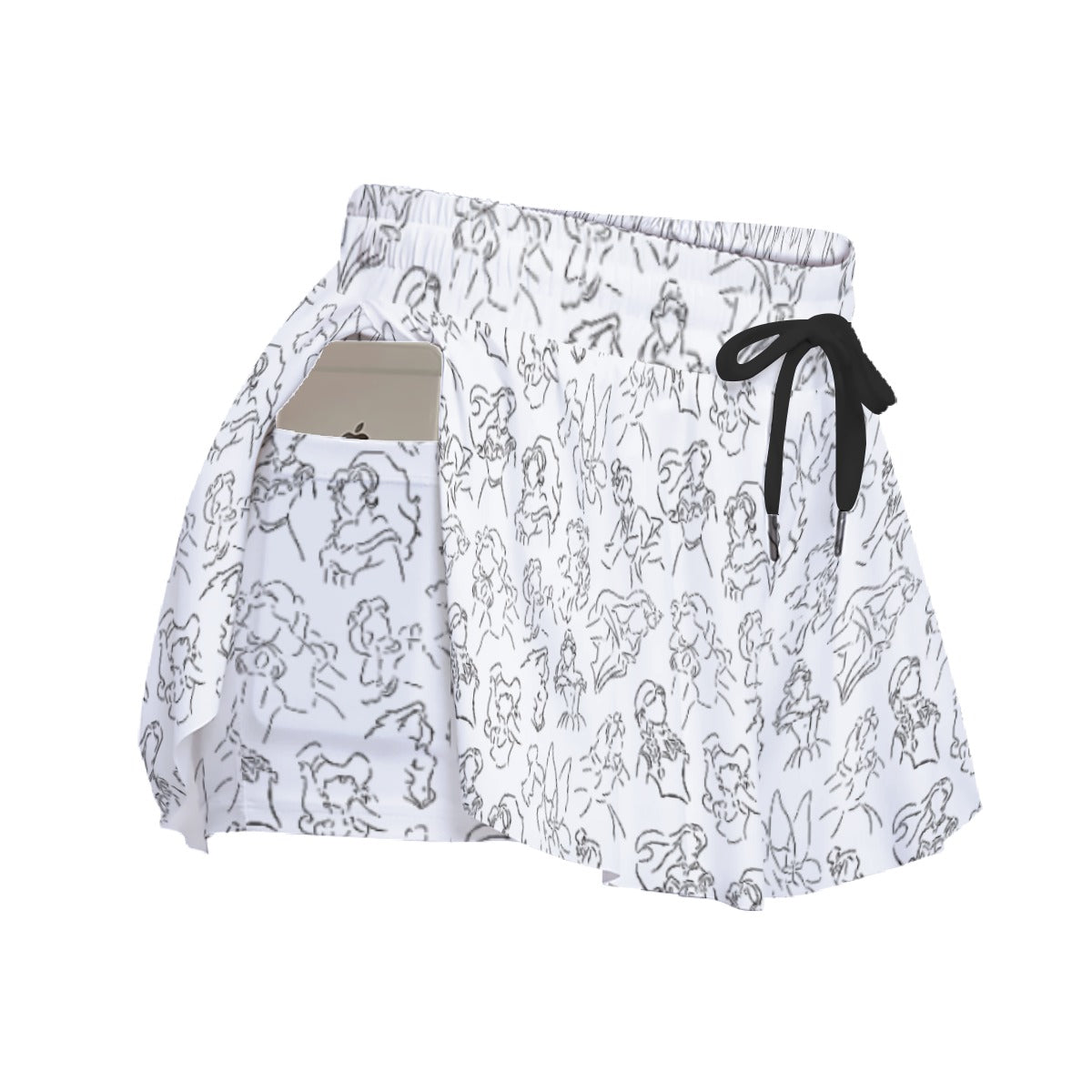 Monochrome Royal Silhouettes - Women's Flowy Pocket Shorts