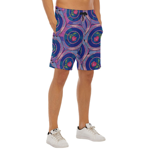 Enchanted Rose Stained Glass - Men’s Pocket Beach Shorts