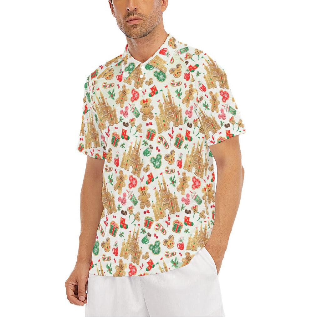 Gingerbread Castle Holiday Treats - Men's Polo Shirt