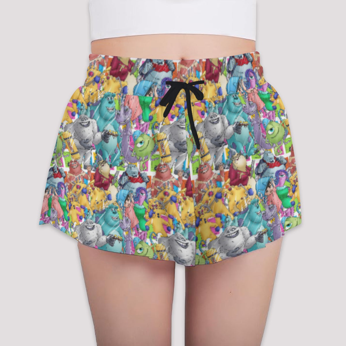 Monster Mayhem Sketched - Girls’ Flowy Pocket Shorts