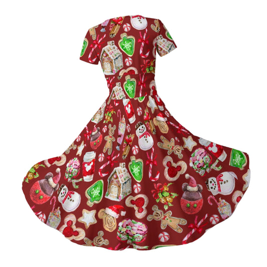 Christmas Snack Goals - Women's V-Neck Ruched Midi Dress