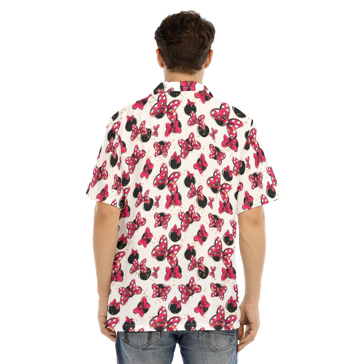 Polka Dot Bows & Mouse Ears - Men's Hawaiian Button Up Shirt