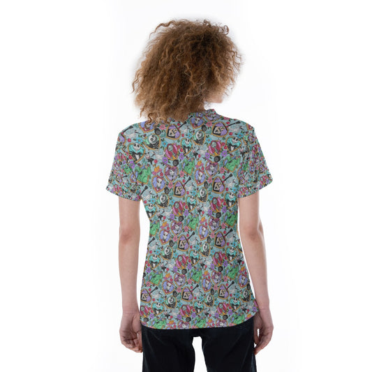 Tattoo Hearts Spooky Crew - Women's Short Sleeve V-Neck T-Shirt