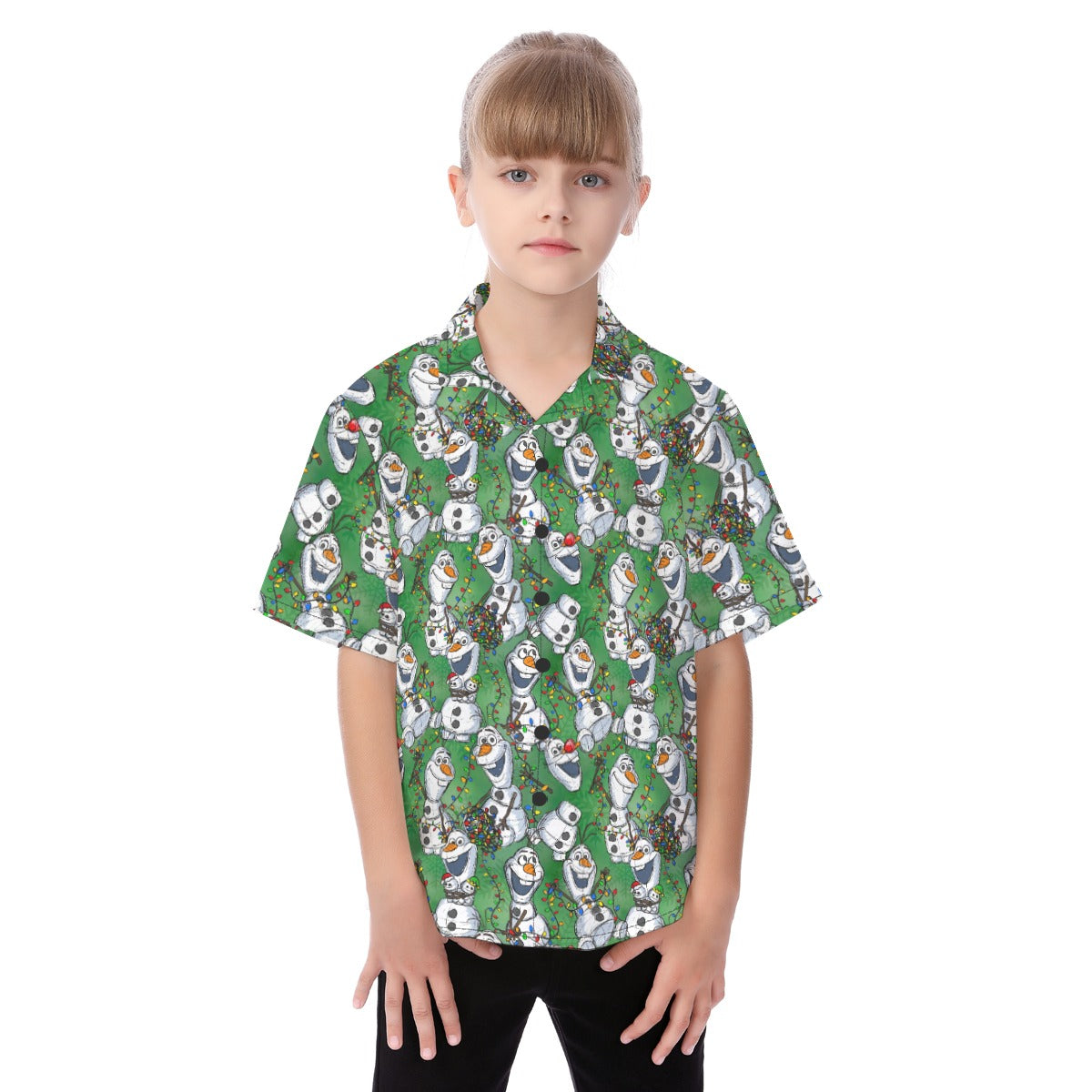 Sketched Snowman Christmas - Kid's Hawaiian Button Up Shirt
