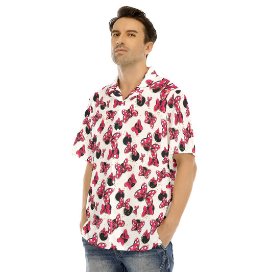 Polka Dot Bows & Mouse Ears - Men's Hawaiian Button Up Shirt