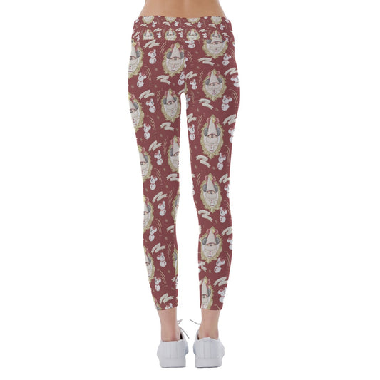 Mouse and Bow Snow Gnomes - Women's Yoga Leggings
