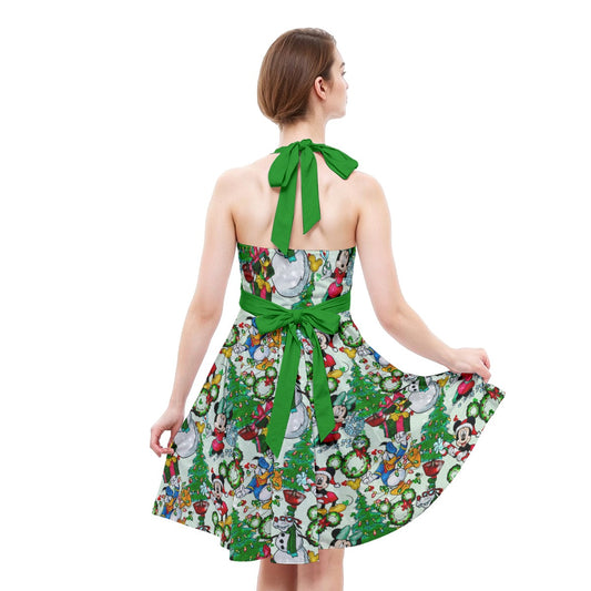 Mouse Friends Christmas Decorationsions - Women's Halter Vintage Pocket Dress