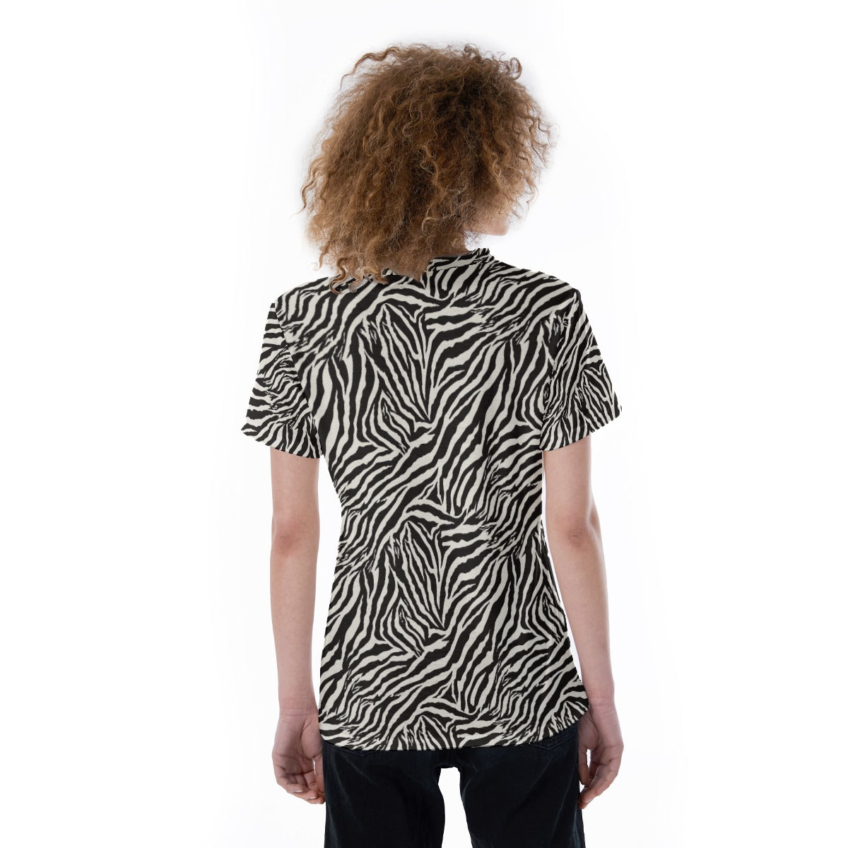 Animal Print - Zebra - Women's Short Sleeve V-Neck T-Shirt