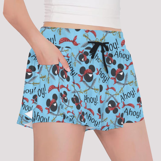 Pirate Mouse Ahoy! - Girls’ Flowy Pocket Shorts