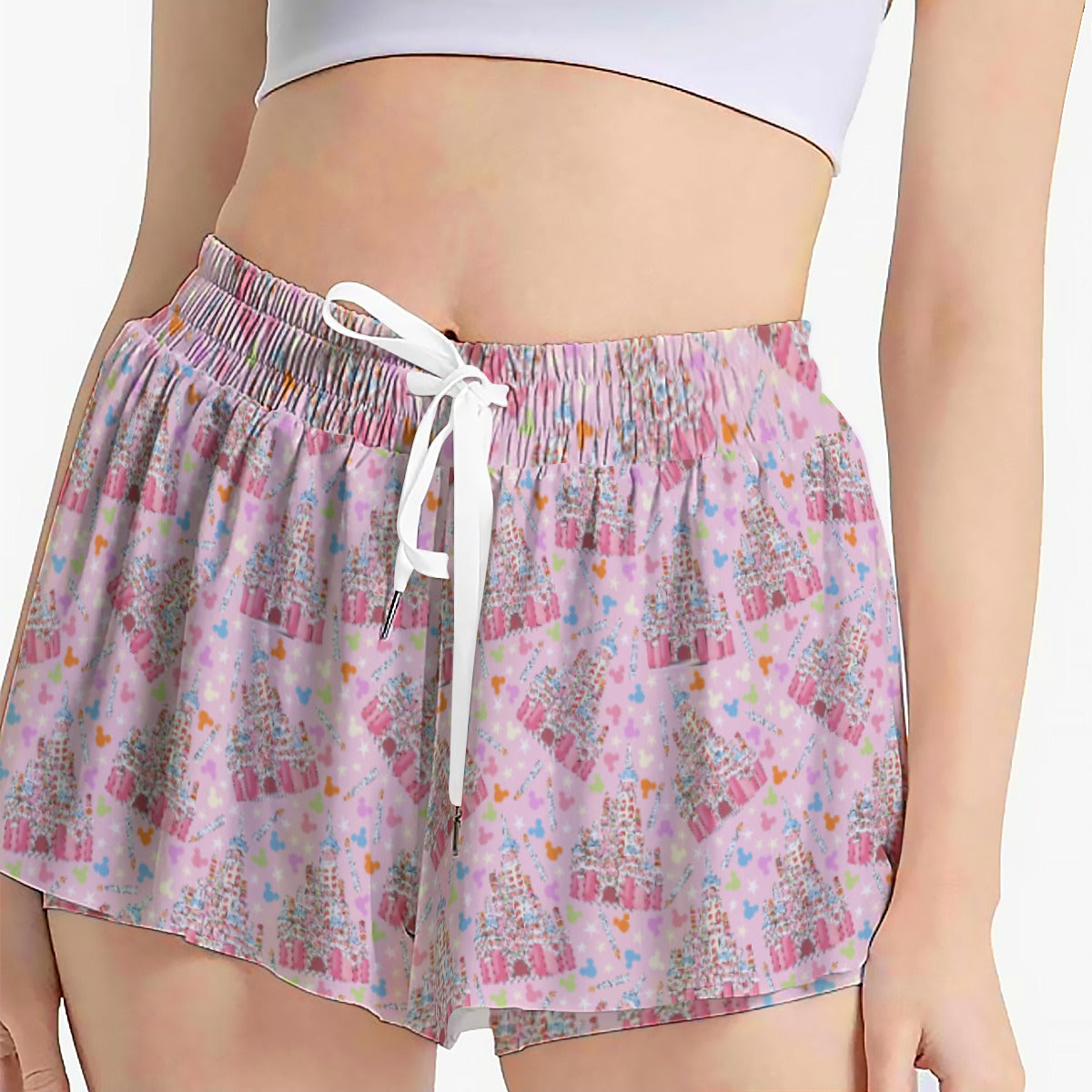 25th Birthday Cake Castle - Women's Flowy Pocket Shorts