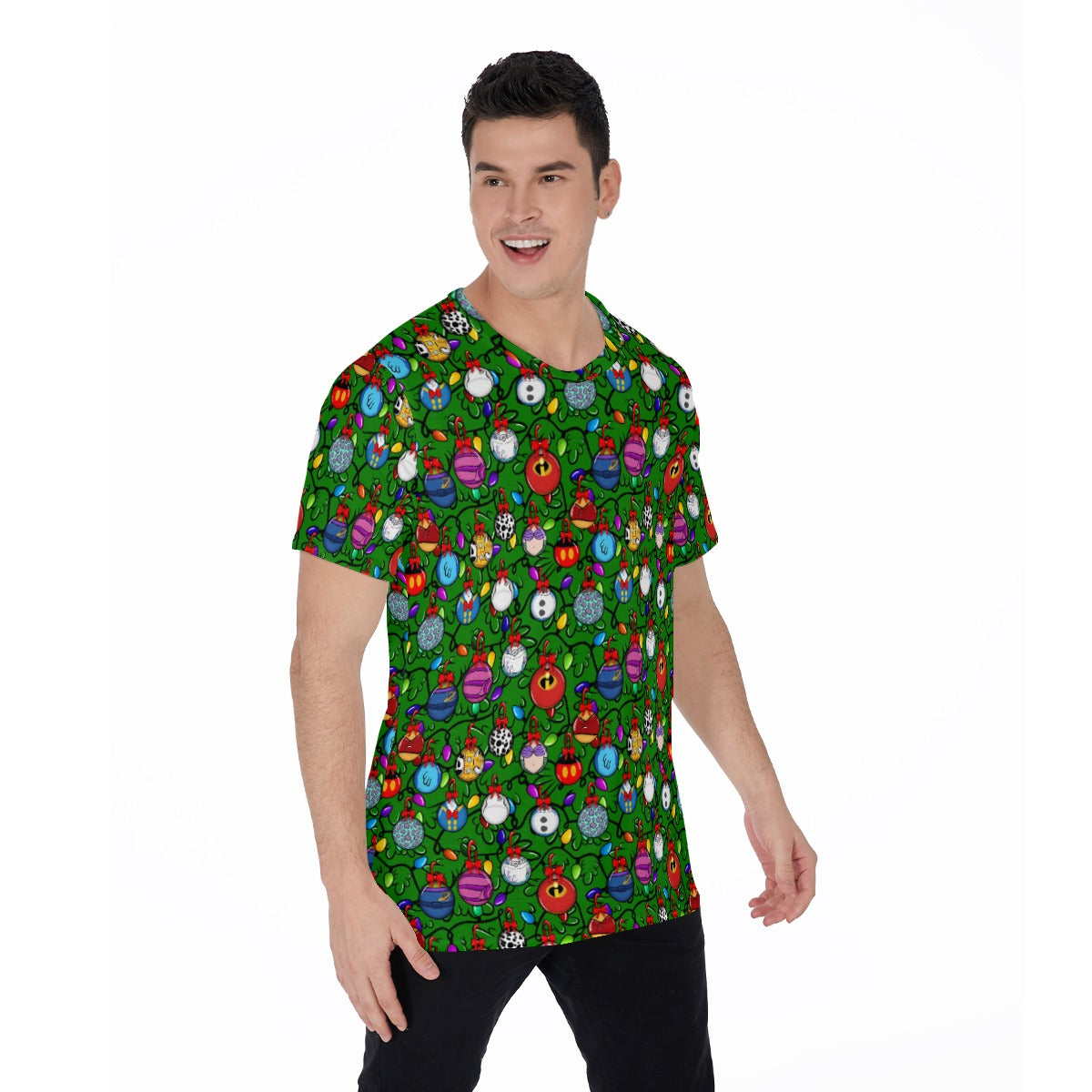 Festive Character Baubles on Green - Men's Short Sleeve T-Shirt
