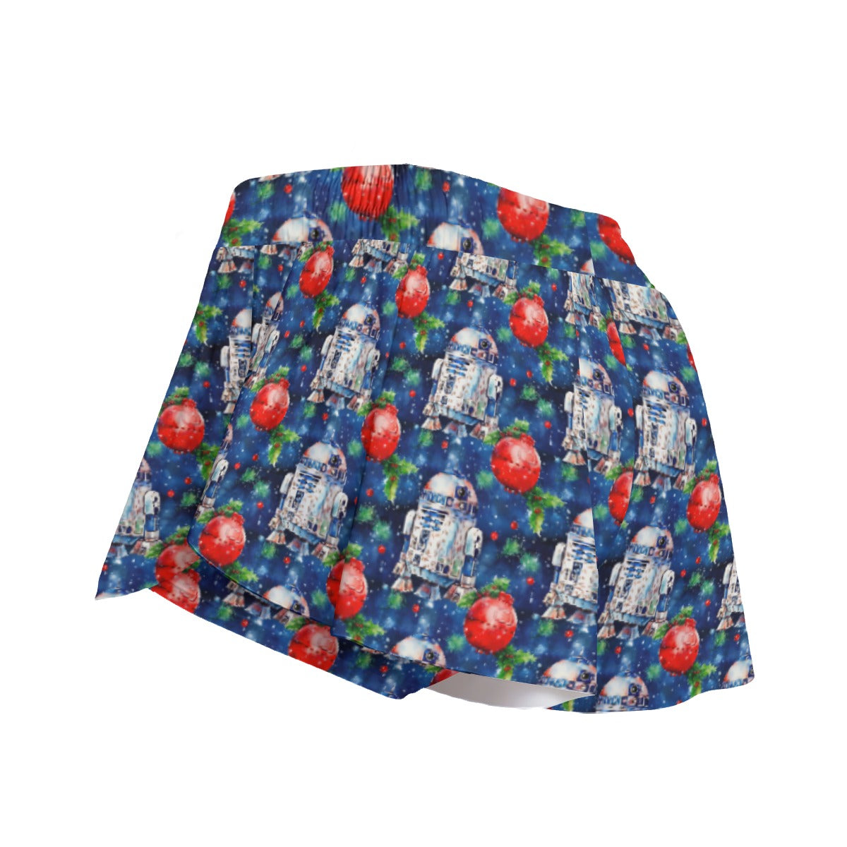 Little Blue Christmas Droid - Women's Flowy Pocket Shorts